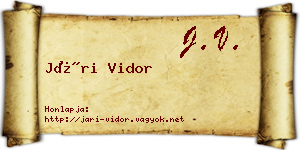 Jári Vidor névjegykártya